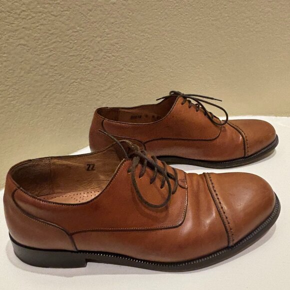 👞Cole Haan Men's Cap Toe Oxfords Brown Leather Size 9 Balmorals - Picture 4 of 9